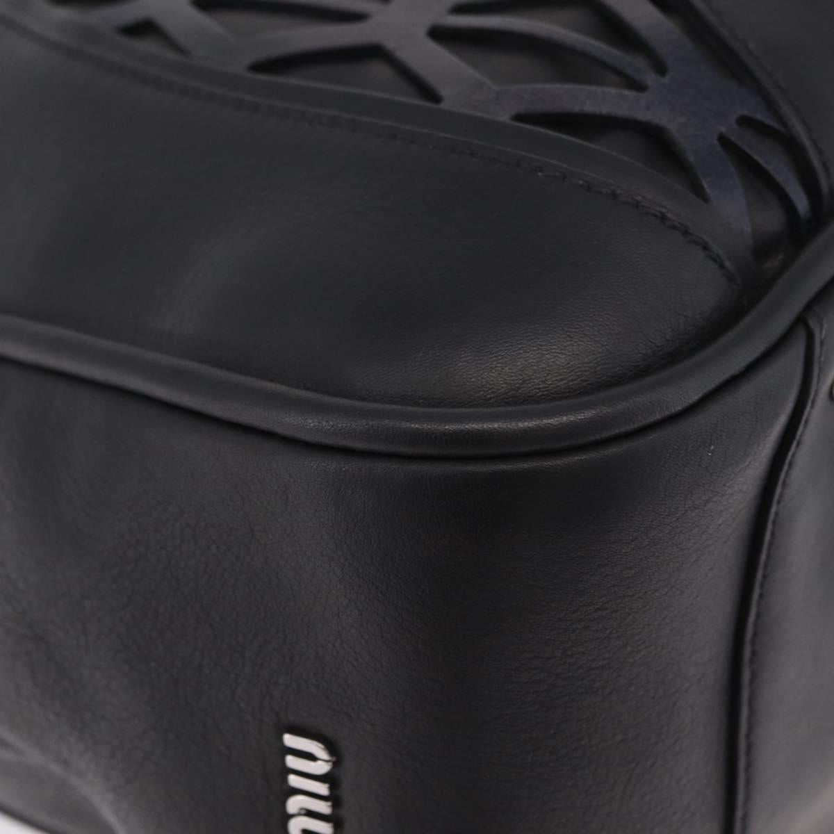 Miu Miu Hand Bag Leather Black Silver Auth am12613V