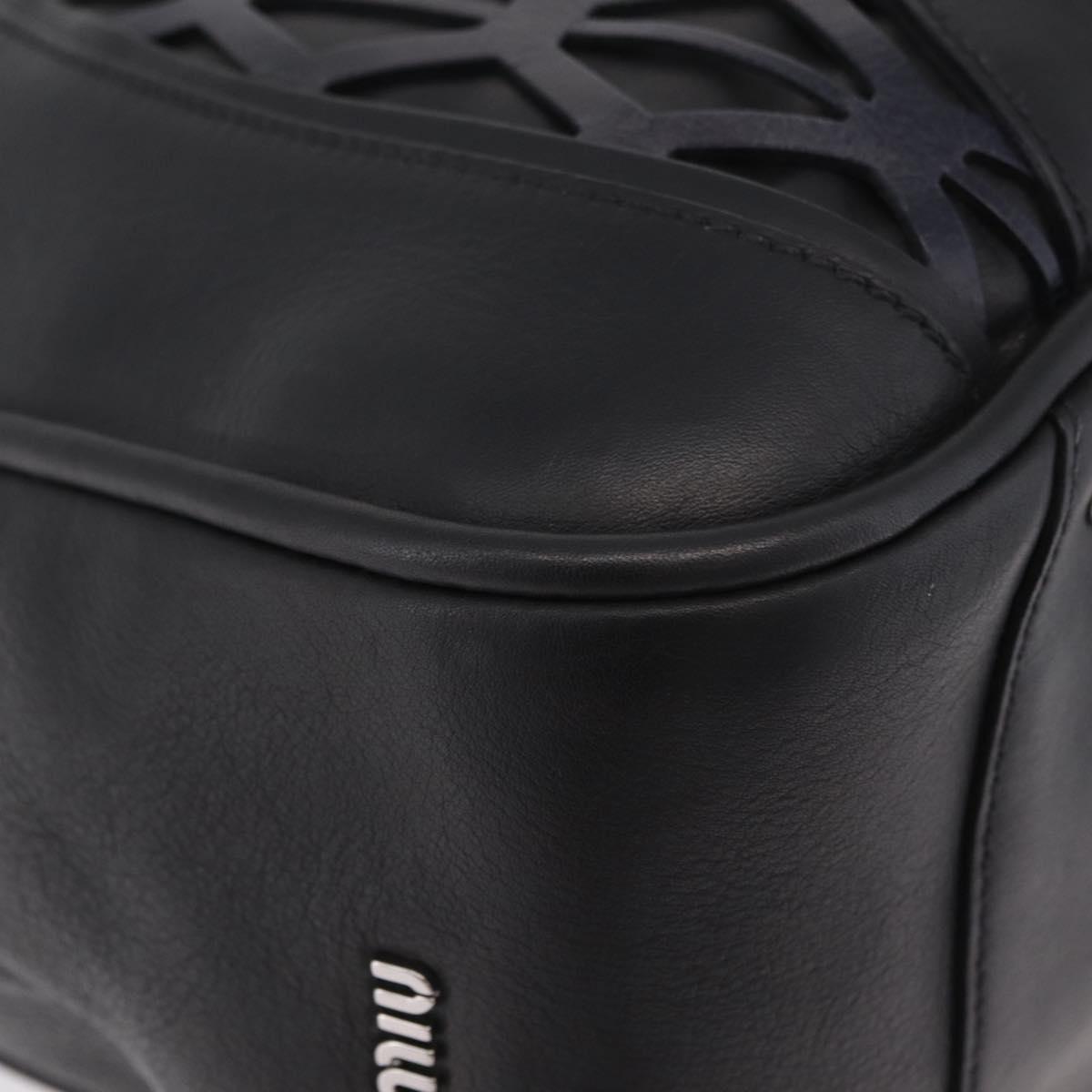 Miu Miu Hand Bag Leather Black Silver Auth am12613V