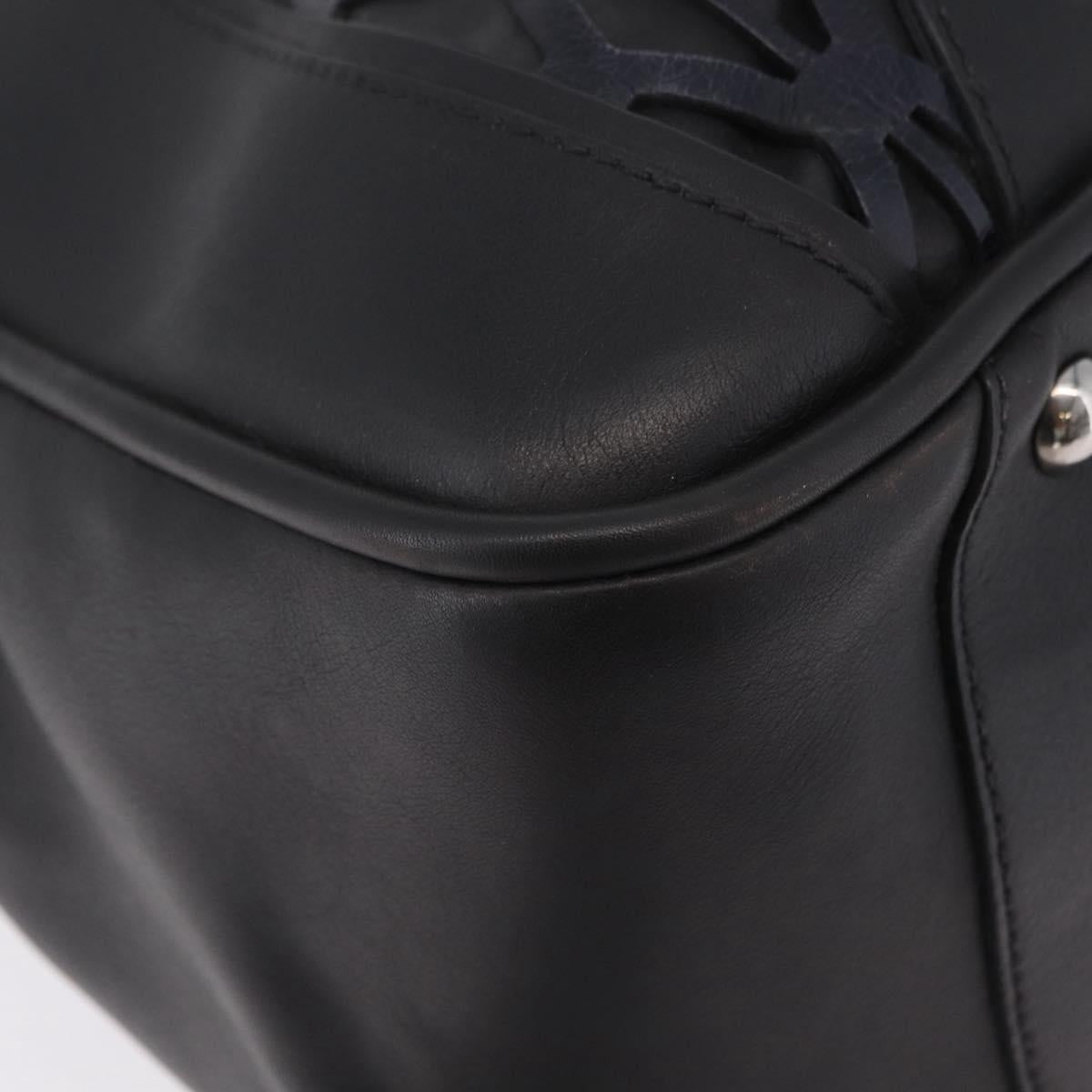 Miu Miu Hand Bag Leather Black Silver Auth am12613V