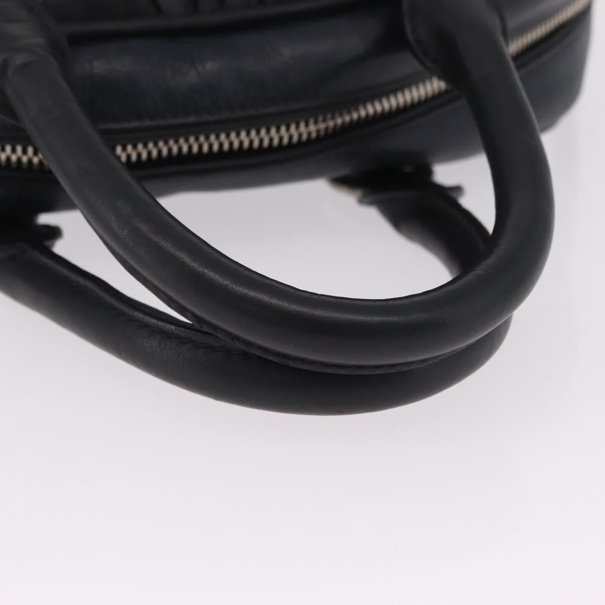 Miu Miu Hand Bag Leather Black Silver Auth am12613V