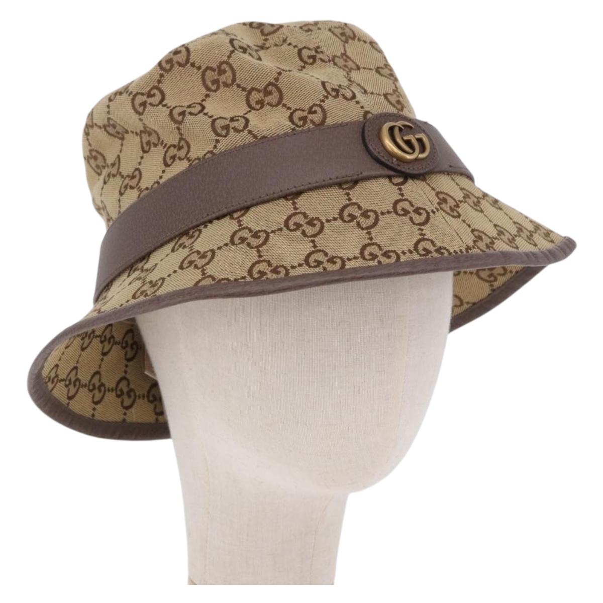 GUCCI GG Canvas GG Marmont Hat M Beige Auth am12614V