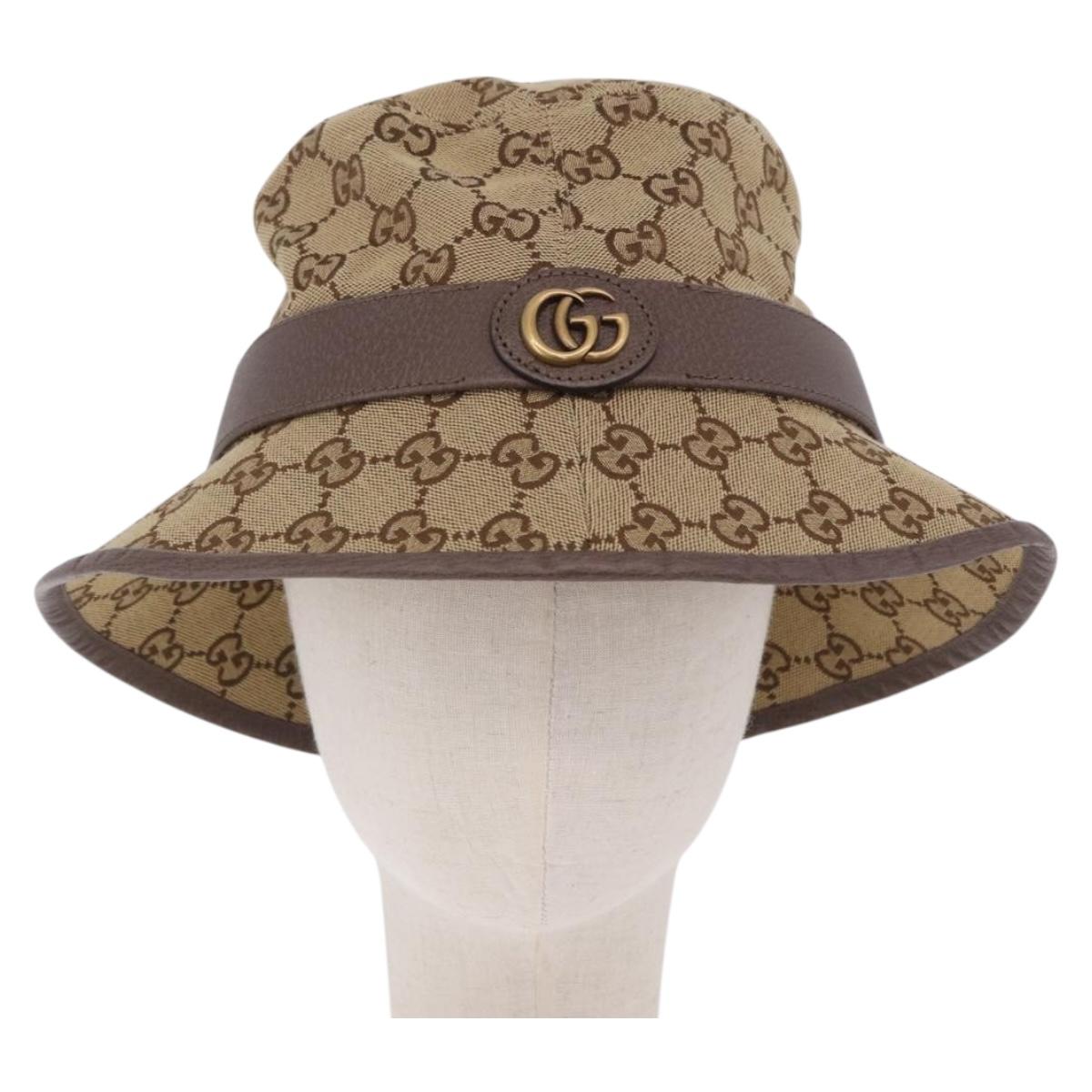 GUCCI GG Canvas GG Marmont Hat M Beige Auth am12614V