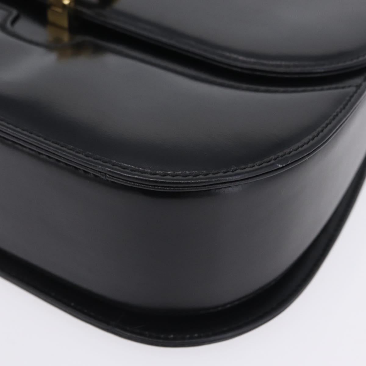 GUCCI Hand Bag Leather 2way Black Gold 000 406 0264 Auth am12615V