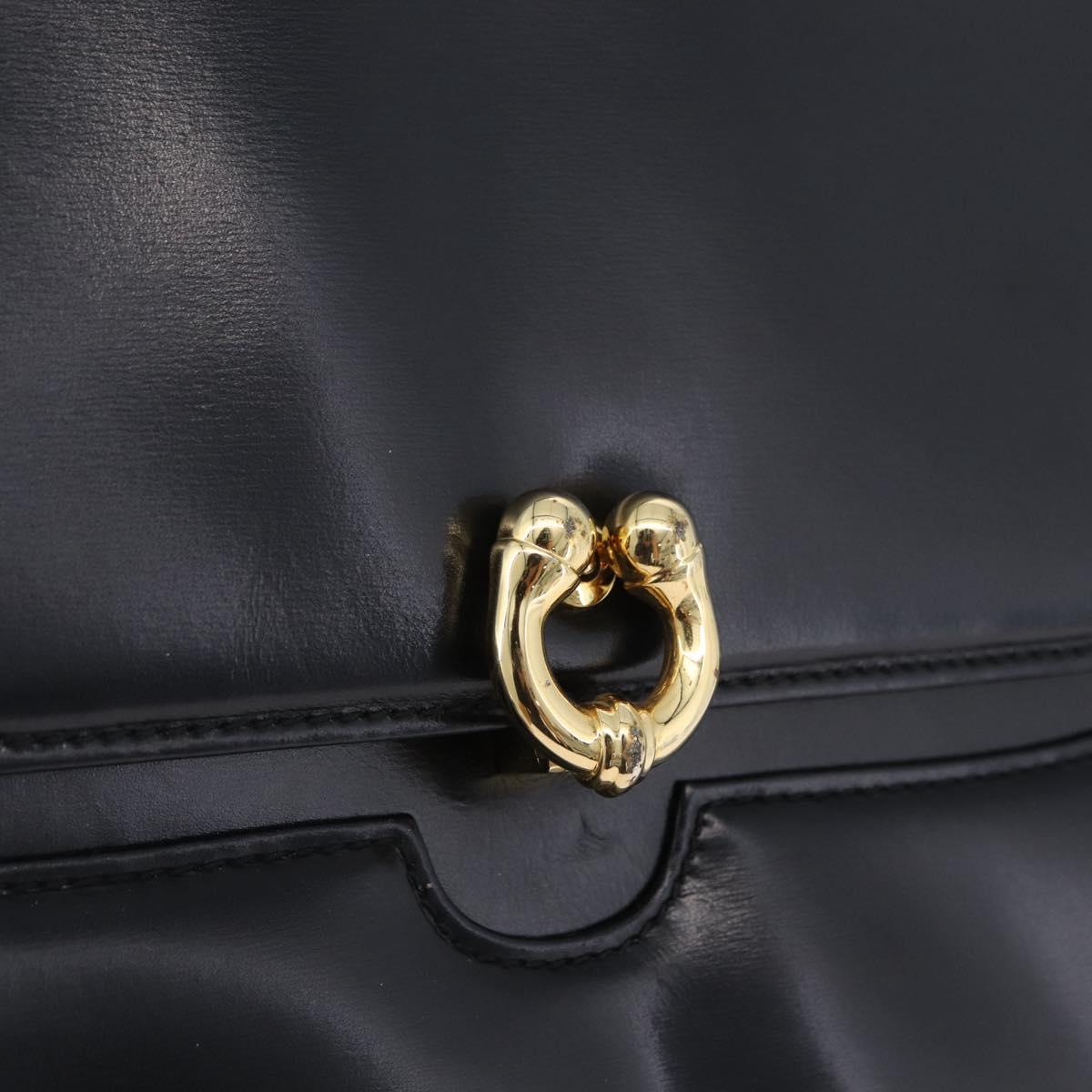 GUCCI Hand Bag Leather 2way Black Gold 000 406 0264 Auth am12615V