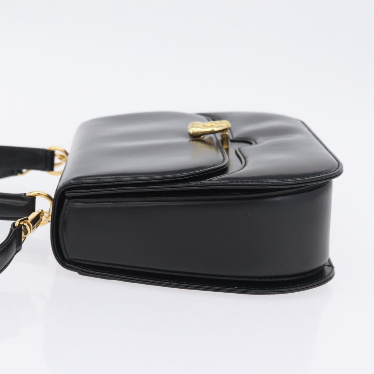 GUCCI Hand Bag Leather 2way Black Gold 000 406 0264 Auth am12615V