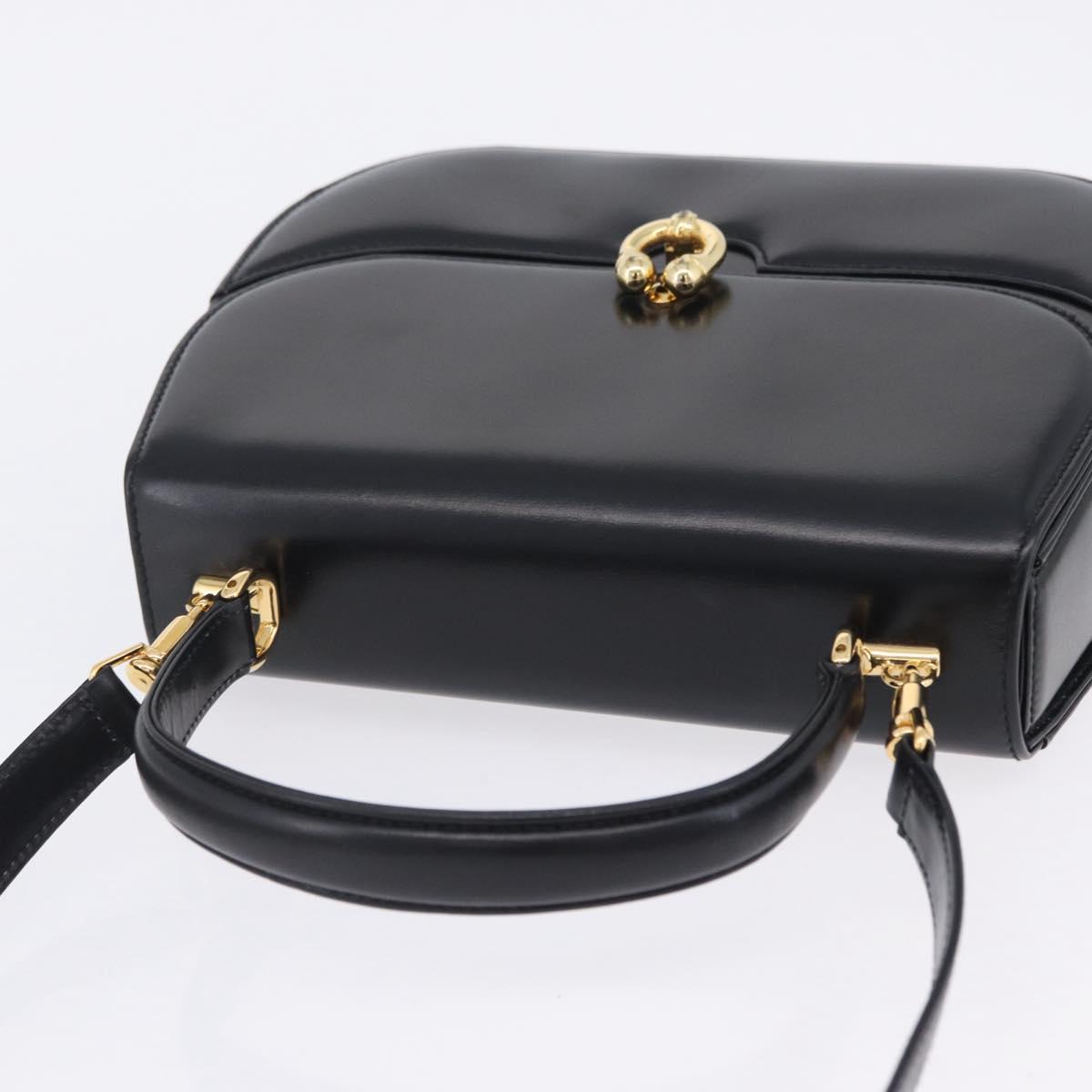 GUCCI Hand Bag Leather 2way Black Gold 000 406 0264 Auth am12615V