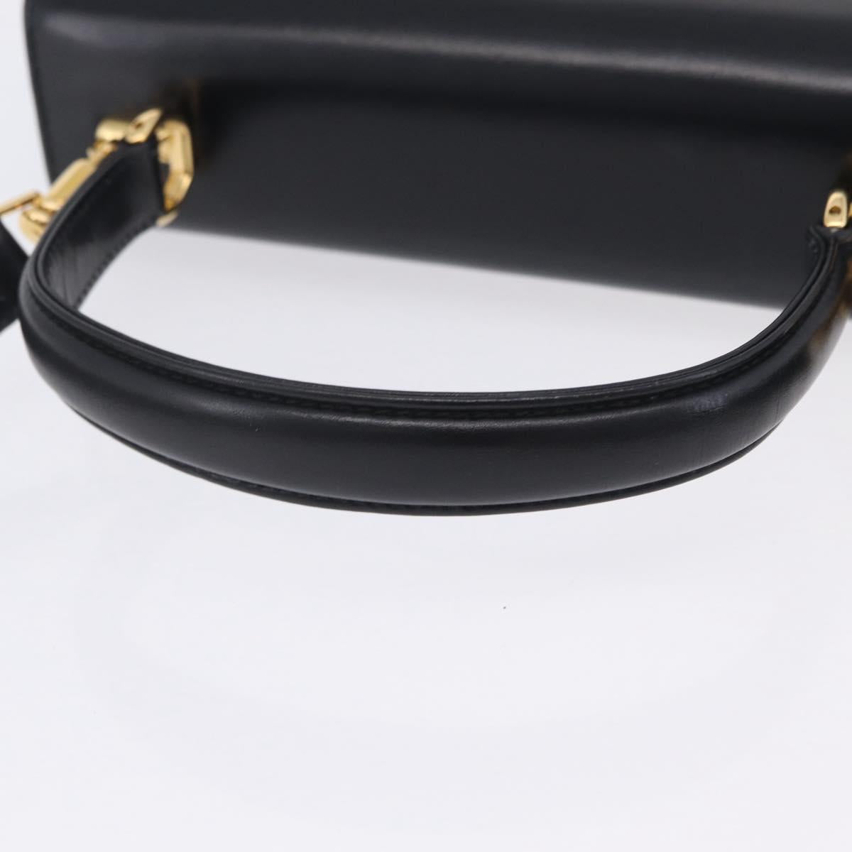 GUCCI Hand Bag Leather 2way Black Gold 000 406 0264 Auth am12615V