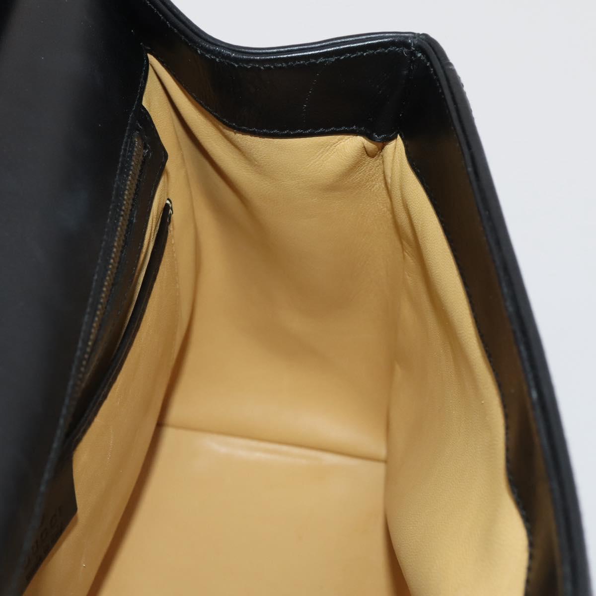 GUCCI Hand Bag Leather Black Gold 101676 Auth am12616V