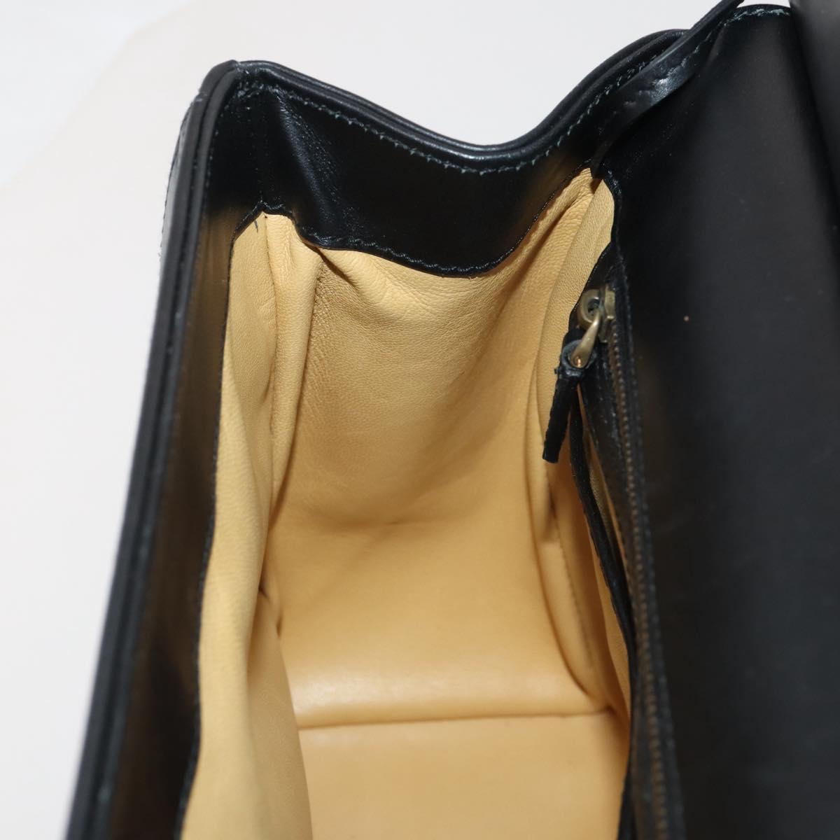 GUCCI Hand Bag Leather Black Gold 101676 Auth am12616V