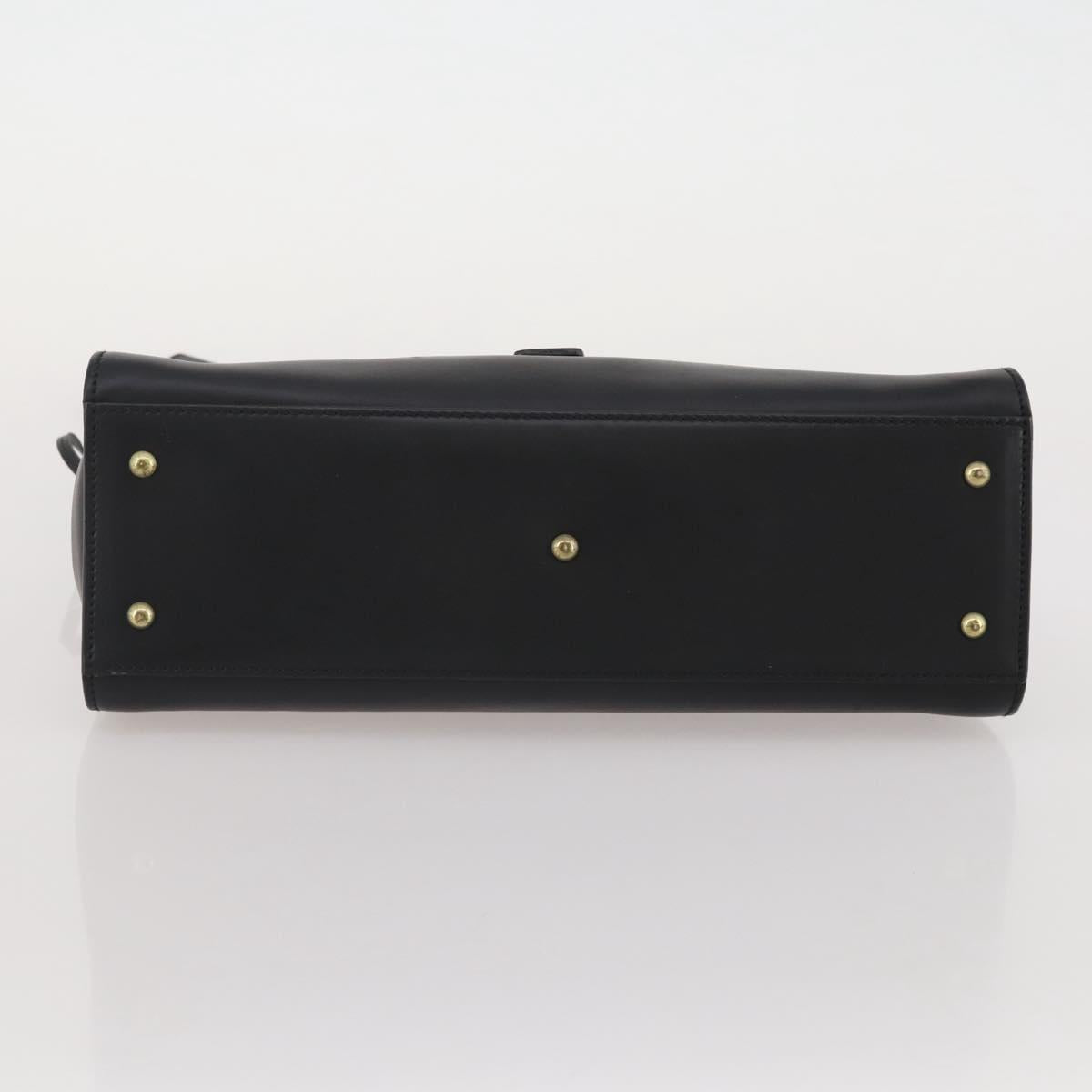 GUCCI Hand Bag Leather Black Gold 101676 Auth am12616V