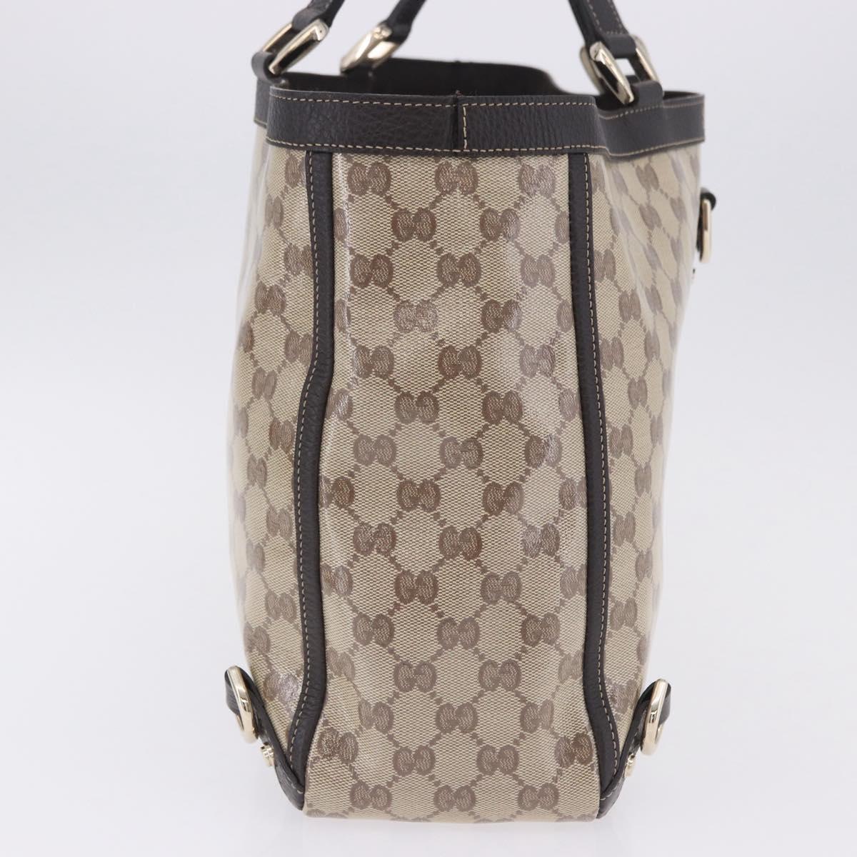 GUCCI GG Crystal Tote Bag Coated Canvas Beige Gold 293580 Auth am12617V