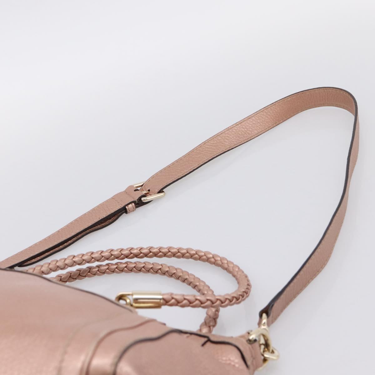GUCCI Bella Bamboo Hand Bag Leather 2way Pink Gold 282300 Auth am12618A