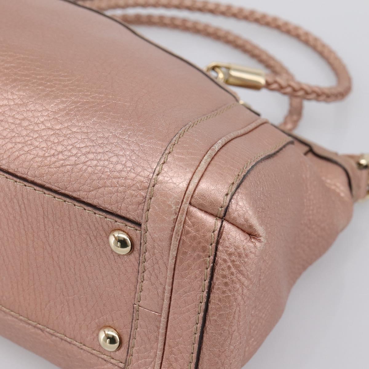 GUCCI Bella Bamboo Hand Bag Leather 2way Pink Gold 282300 Auth am12618A