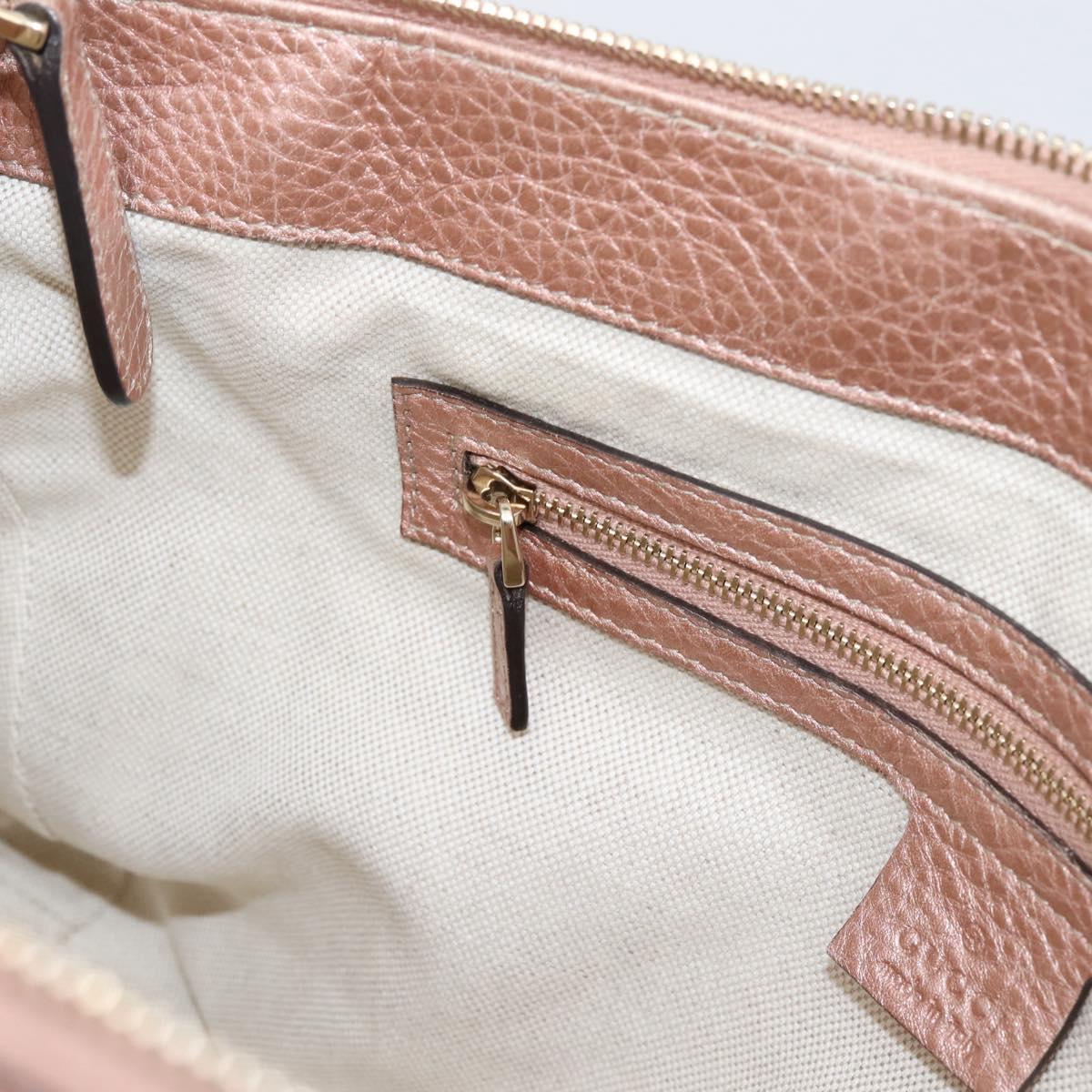 GUCCI Bella Bamboo Hand Bag Leather 2way Pink Gold 282300 Auth am12618A