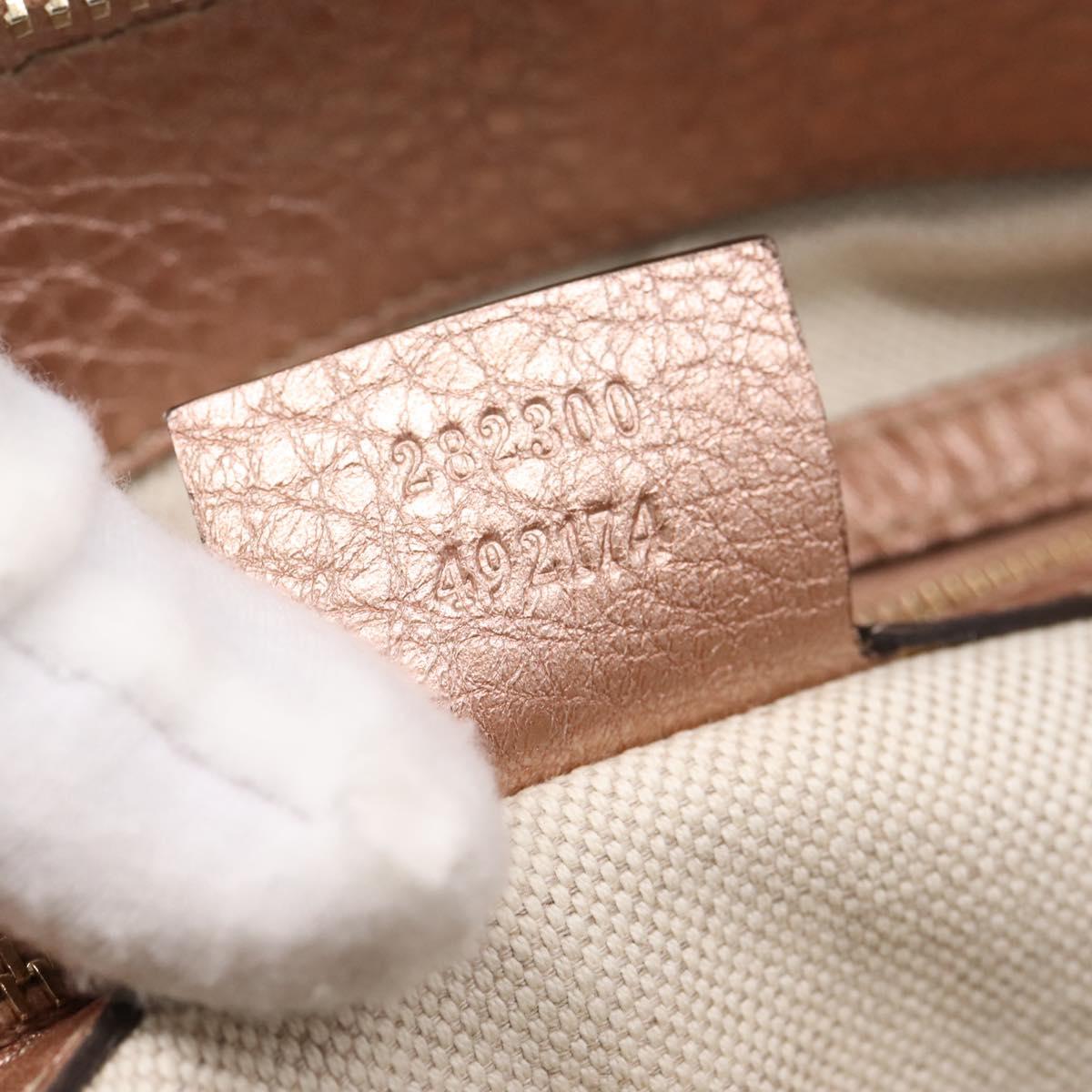 GUCCI Bella Bamboo Hand Bag Leather 2way Pink Gold 282300 Auth am12618A