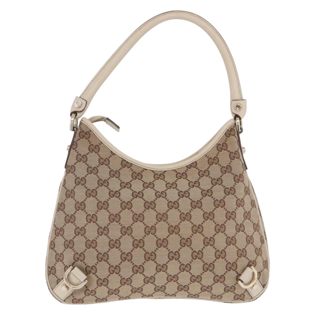 GUCCI GG Canvas Shoulder Bag Beige Gold 130738 Auth am12619V