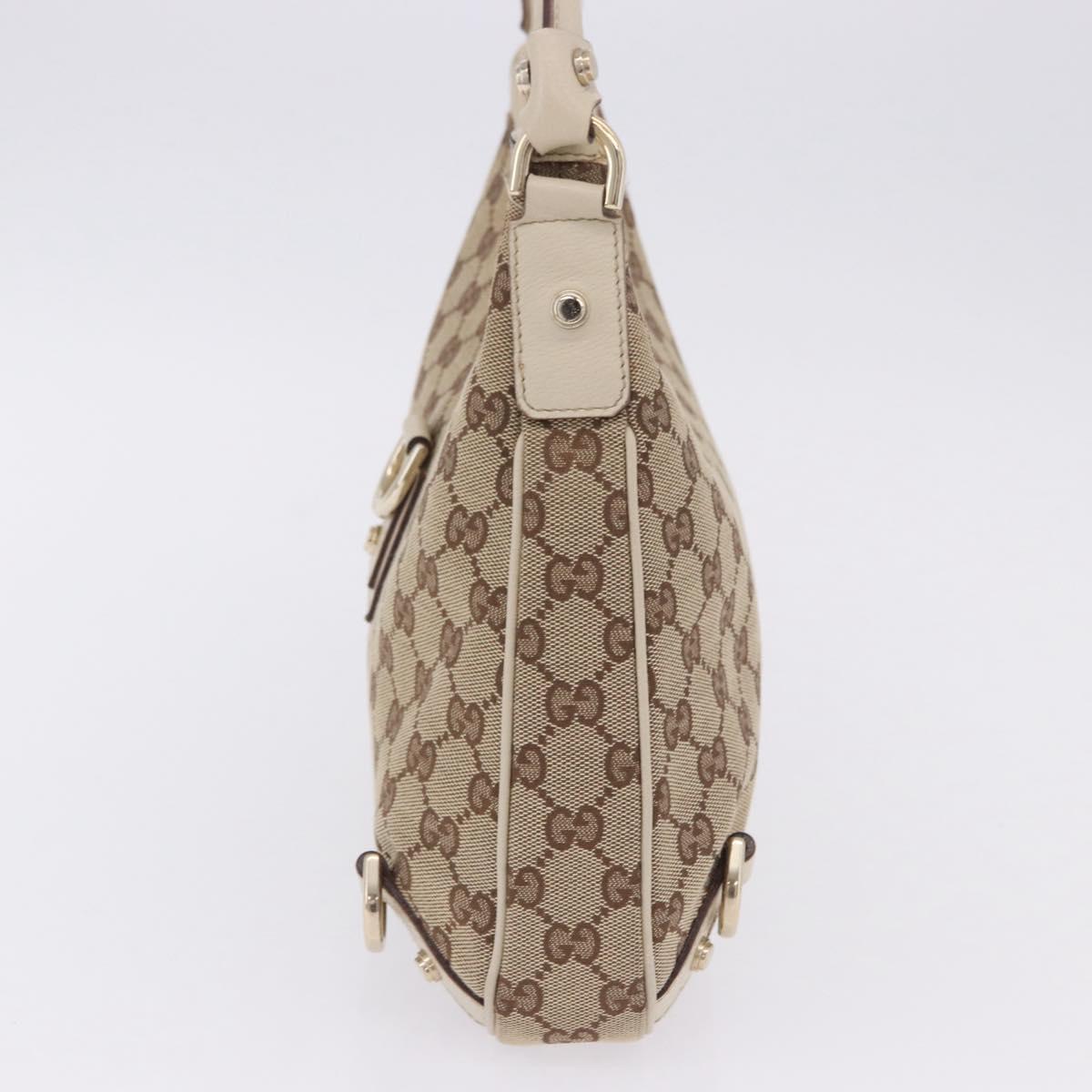 GUCCI GG Canvas Shoulder Bag Beige Gold 130738 Auth am12619V