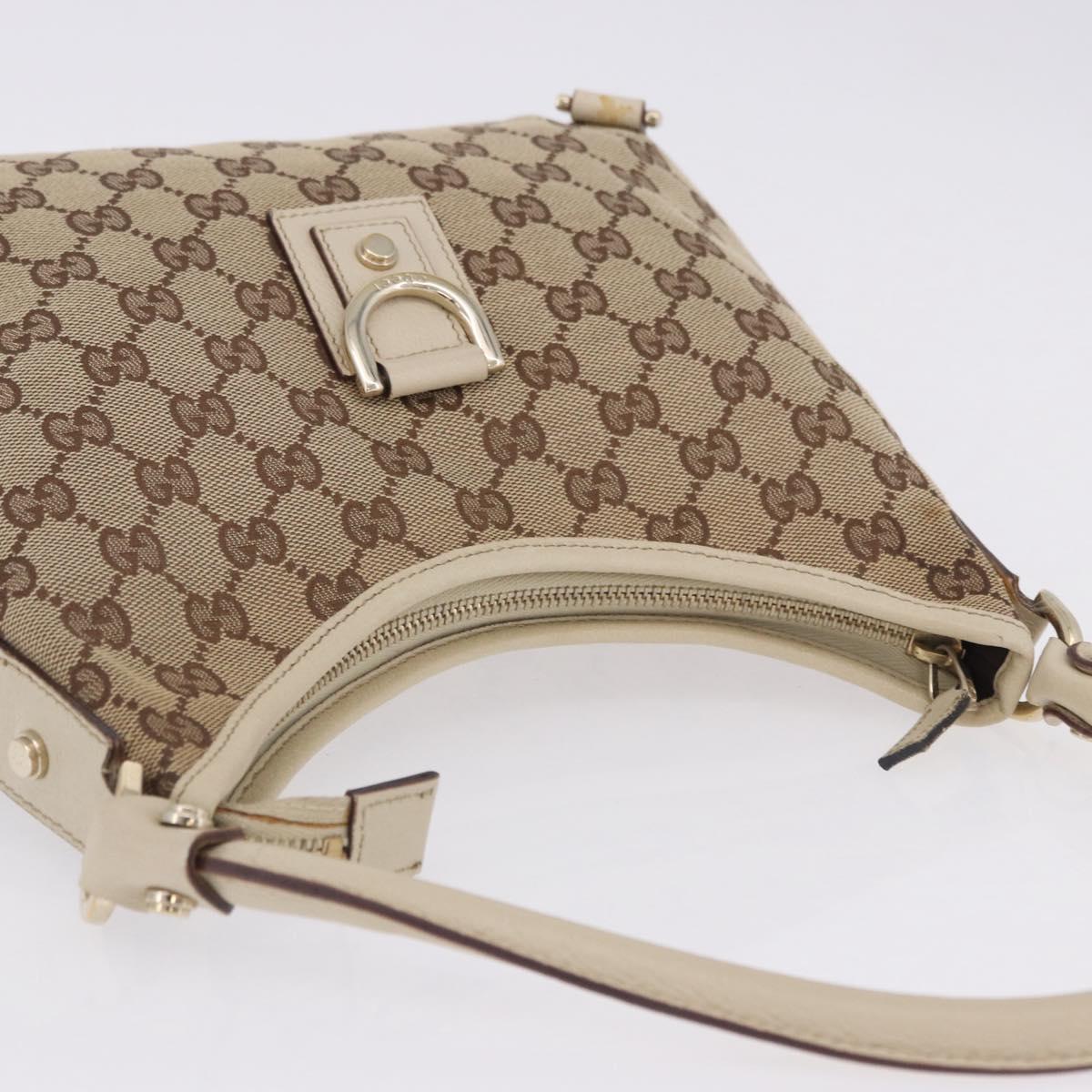 GUCCI GG Canvas Shoulder Bag Beige Gold 130738 Auth am12619V