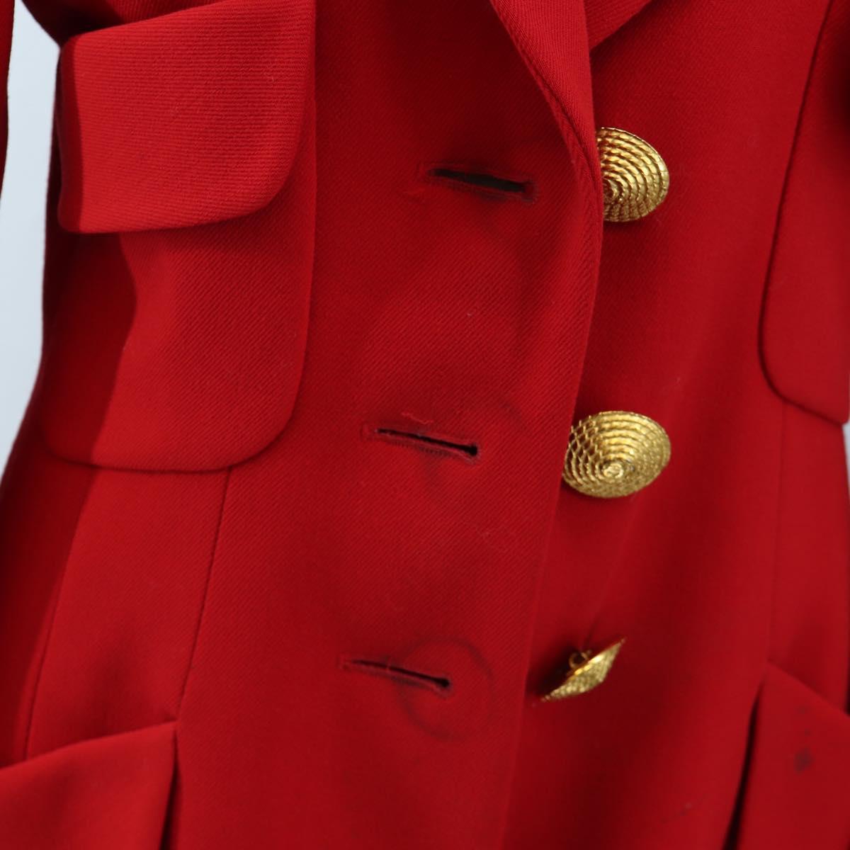 CHANEL Skirt Setup Jacket Cotton Red CC Auth am12620