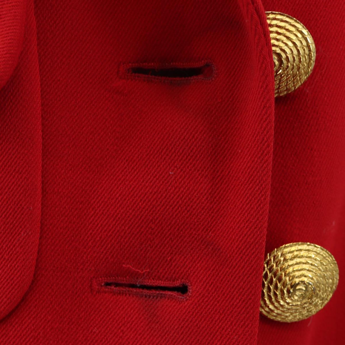 CHANEL Skirt Setup Jacket Cotton Red CC Auth am12620