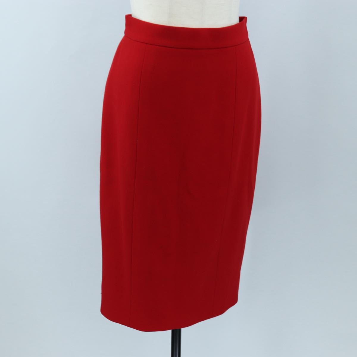 CHANEL Skirt Setup Jacket Cotton Red CC Auth am12620