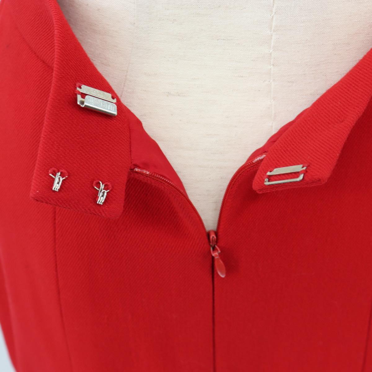 CHANEL Skirt Setup Jacket Cotton Red CC Auth am12620