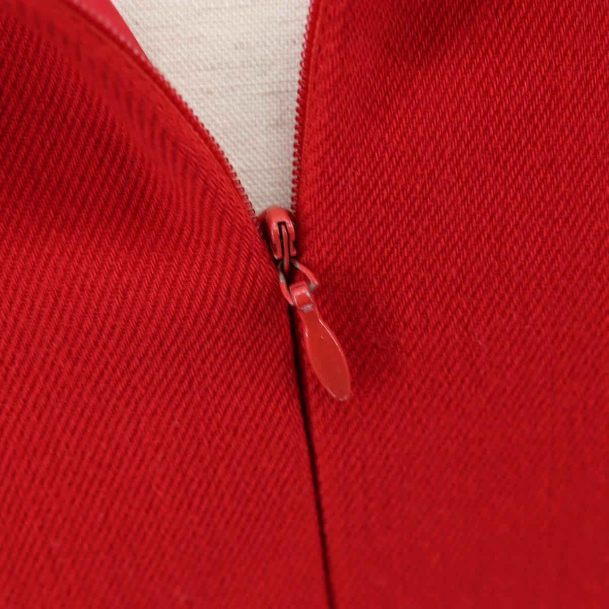 CHANEL Skirt Setup Jacket Cotton Red CC Auth am12620