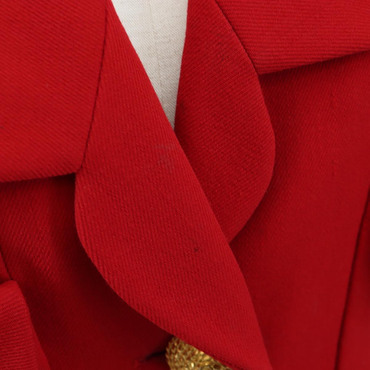 CHANEL Skirt Setup Jacket Cotton Red CC Auth am12620
