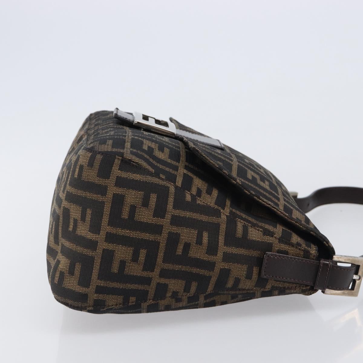FENDI Zucca Canvas Mamma Baguette Shoulder Bag Brown Black Auth am12622V