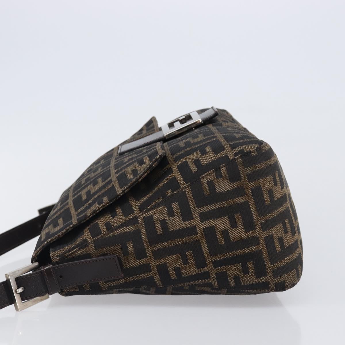 FENDI Zucca Canvas Mamma Baguette Shoulder Bag Brown Black Auth am12622V