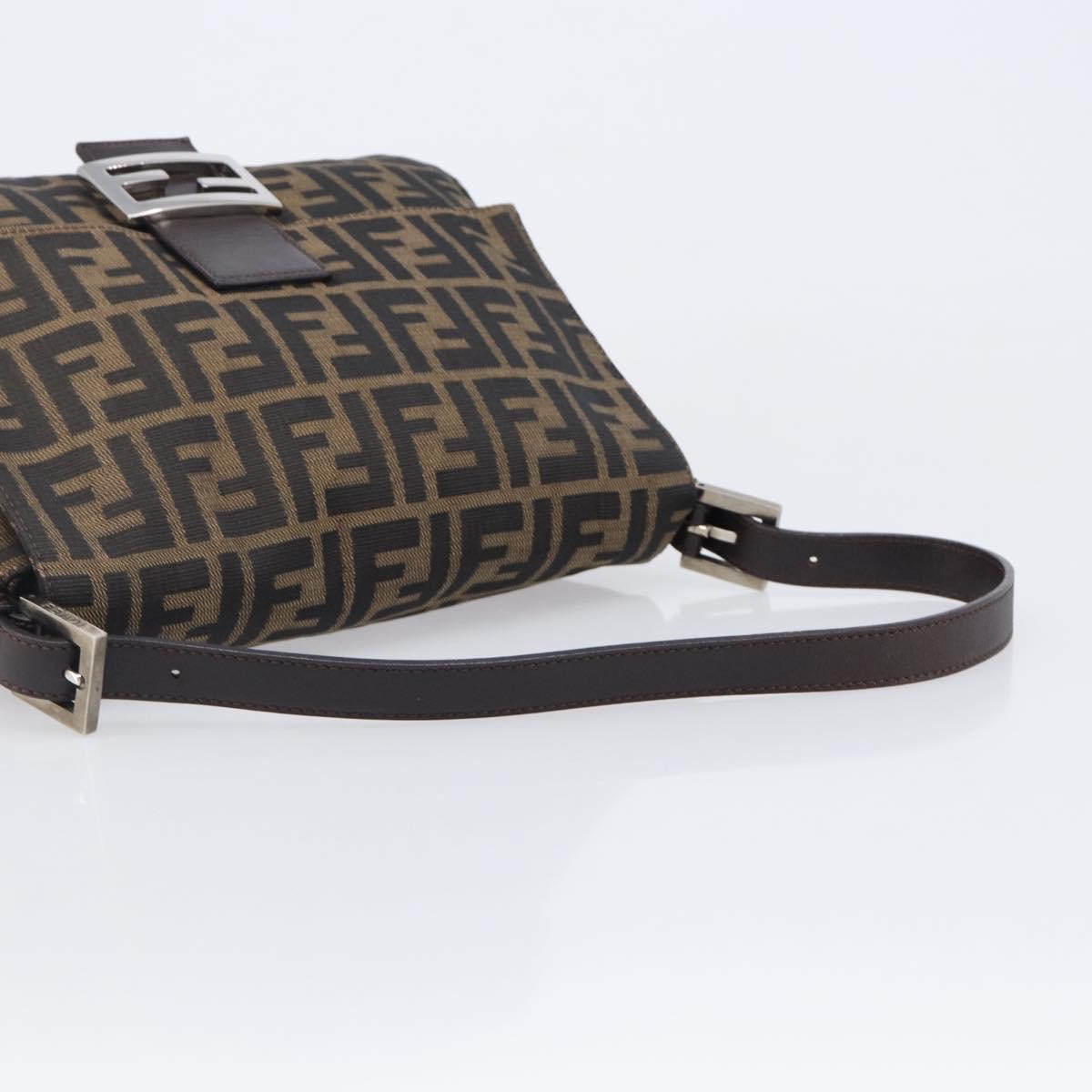 FENDI Zucca Canvas Mamma Baguette Shoulder Bag Brown Black Auth am12622V