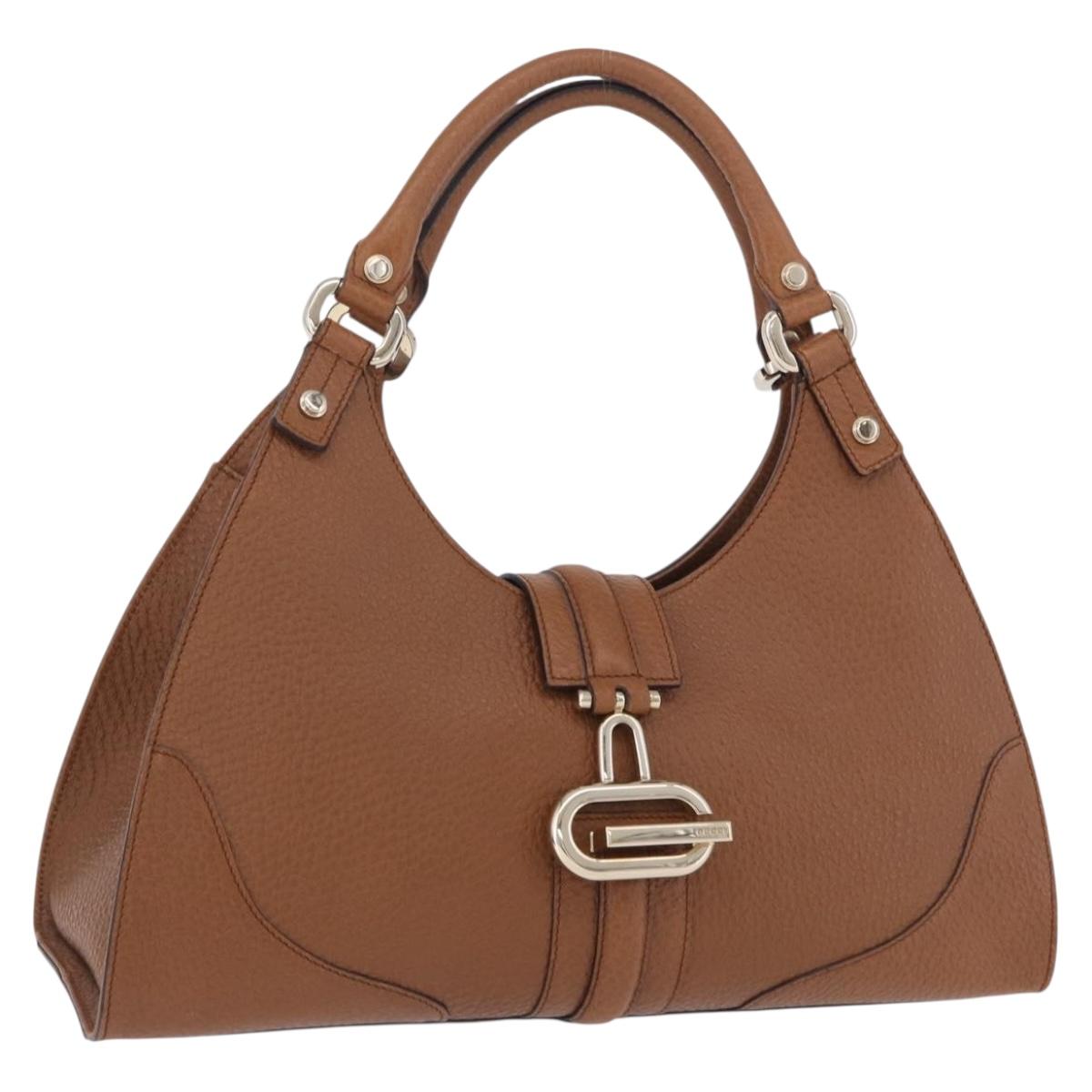 GUCCI G Jackie Bag Taurillon Clemence Leather Brown Gold 130995 Auth am12624M