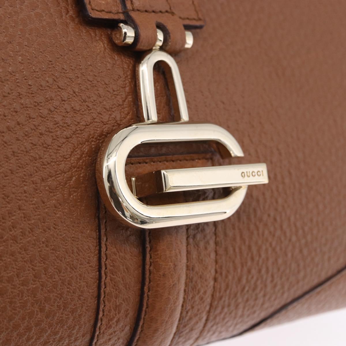 GUCCI G Jackie Bag Taurillon Clemence Leather Brown Gold 130995 Auth am12624M