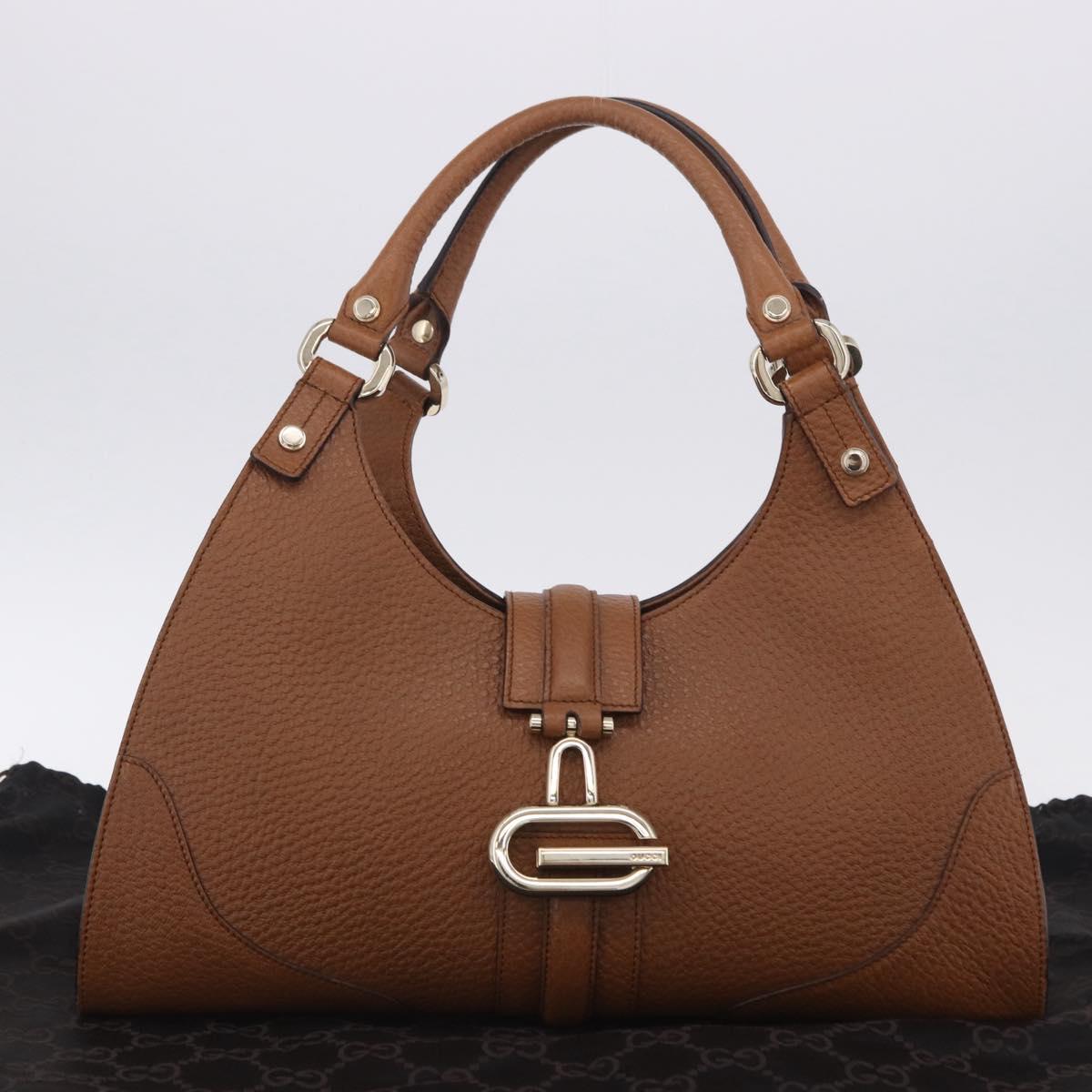 GUCCI G Jackie Bag Taurillon Clemence Leather Brown Gold 130995 Auth am12624M