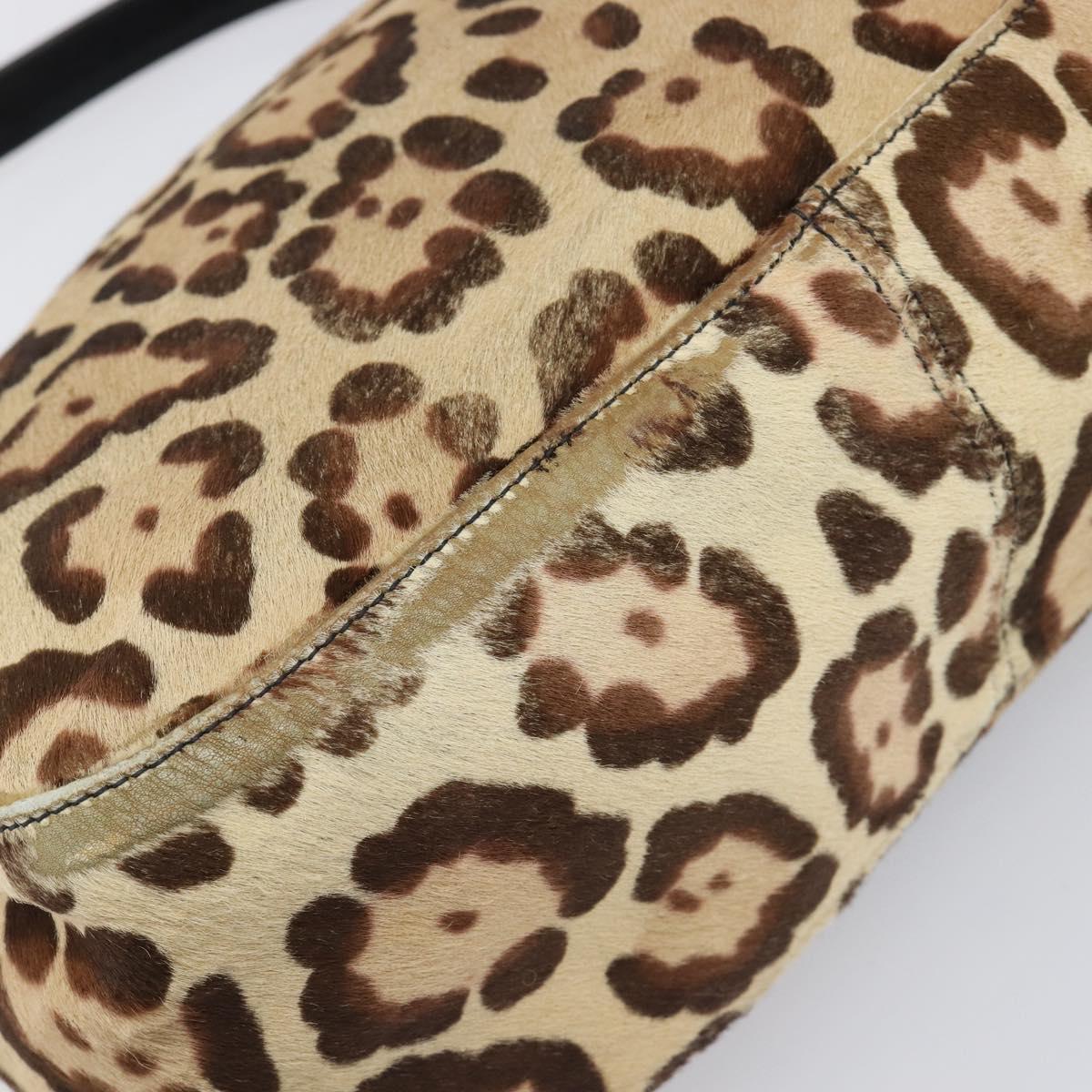 FENDI Mamma Baguette Shoulder Bag Harako leather Beige Silver Auth am12627SAM
