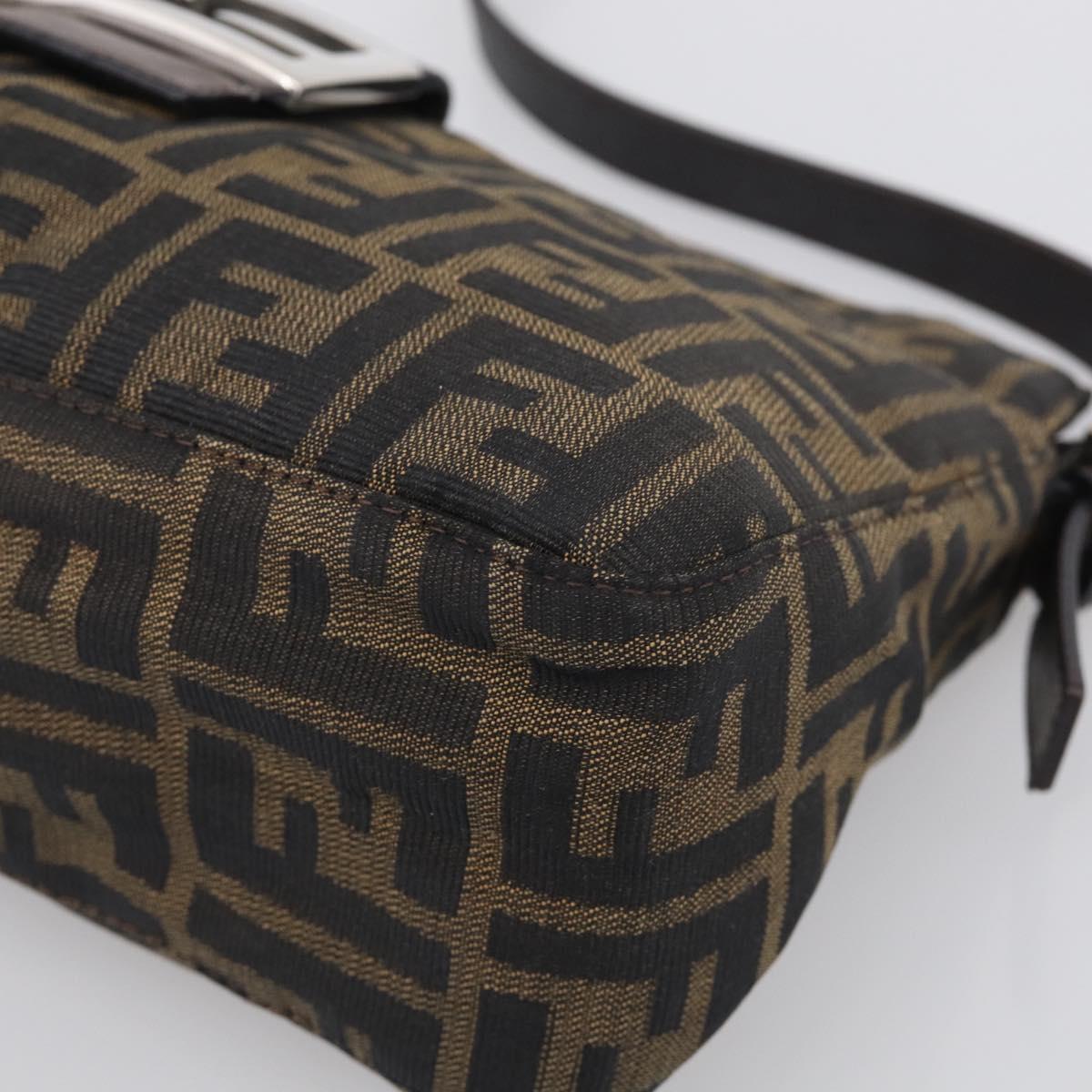 FENDI Zucca Canvas Mamma Baguette Shoulder Bag Brown Black Auth am12629V
