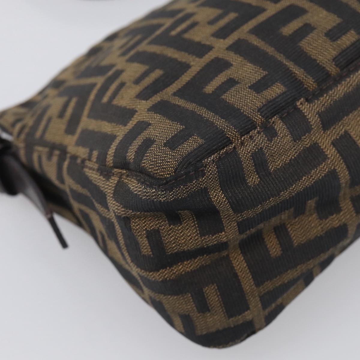 FENDI Zucca Canvas Mamma Baguette Shoulder Bag Brown Black Auth am12629V