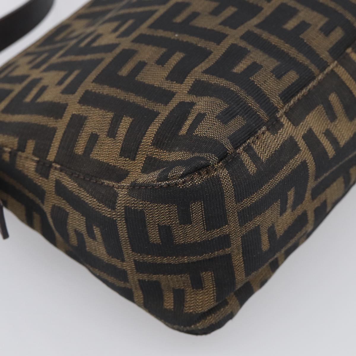 FENDI Zucca Canvas Mamma Baguette Shoulder Bag Brown Black Auth am12629V
