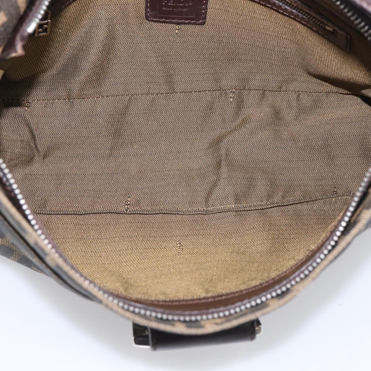 FENDI Zucca Canvas Mamma Baguette Shoulder Bag Brown Black Auth am12629V