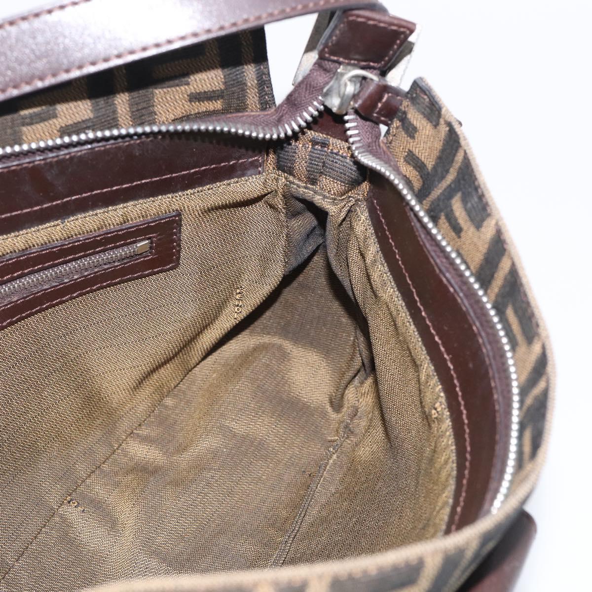 FENDI Zucca Canvas Mamma Baguette Shoulder Bag Brown Black Auth am12629V