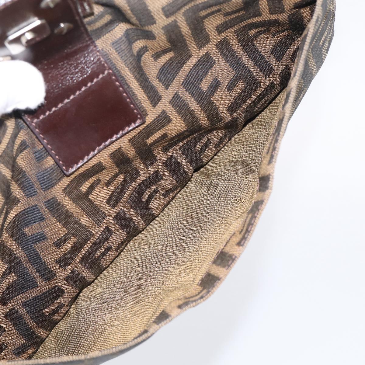 FENDI Zucca Canvas Mamma Baguette Shoulder Bag Brown Black Auth am12629V
