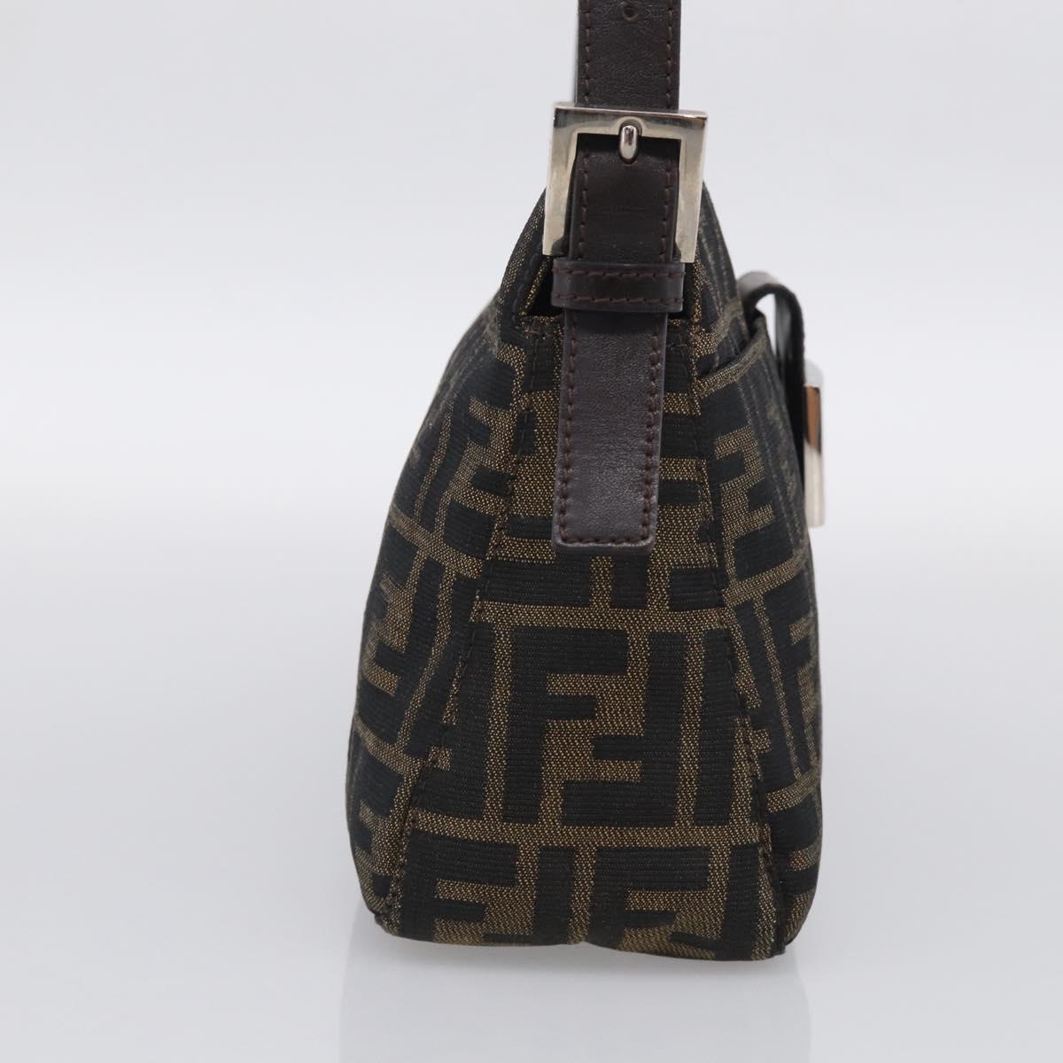 FENDI Zucca Canvas Mamma Baguette Shoulder Bag Brown Black Auth am12629V