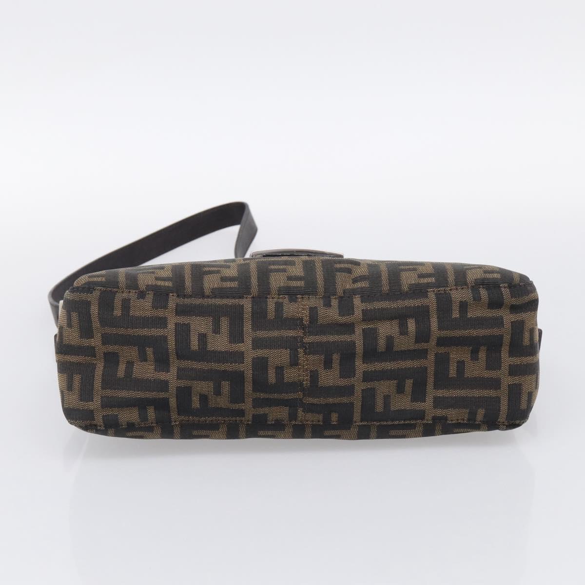 FENDI Zucca Canvas Mamma Baguette Shoulder Bag Brown Black Auth am12629V