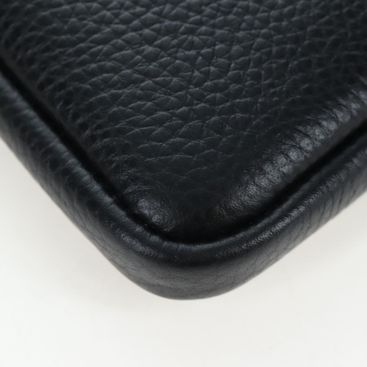BURBERRY Shoulder Pouch Leather Black Gold Auth am12646V