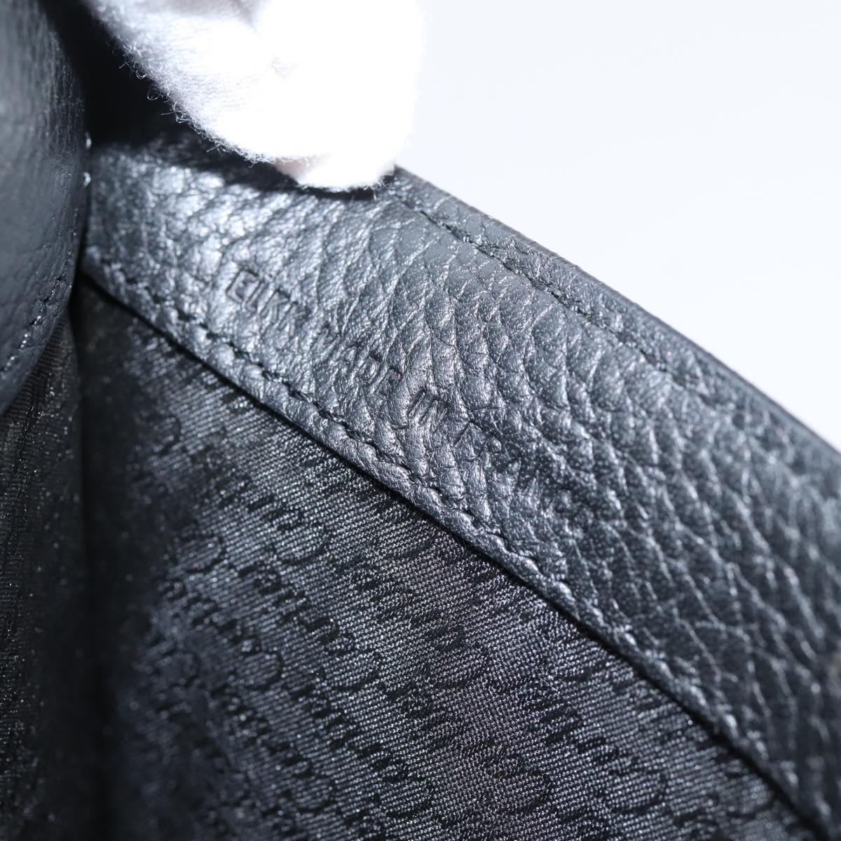 CARTIER Clutch Bag Leather Black Silver Auth am12649A
