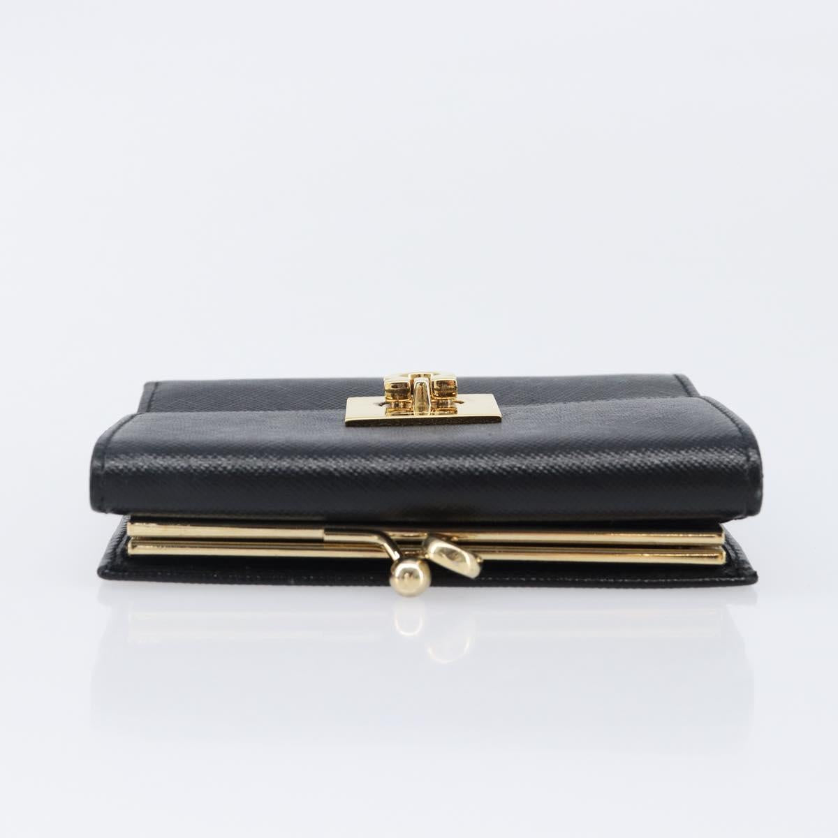 Salvatore Ferragamo Gancini Gamaguchi Compact Wallet Leather Black Auth am12650V