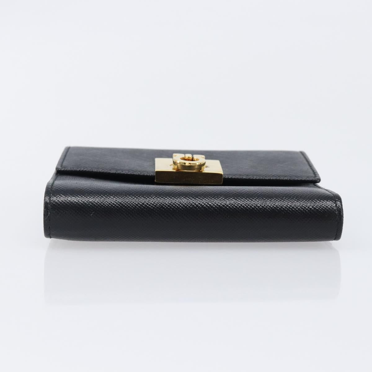 Salvatore Ferragamo Gancini Gamaguchi Compact Wallet Leather Black Auth am12650V