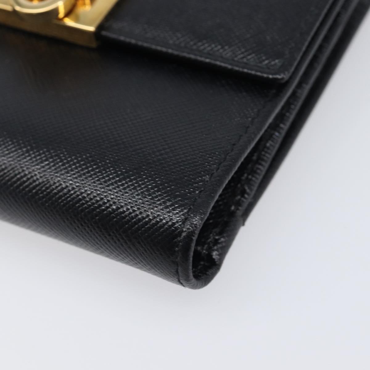 Salvatore Ferragamo Gancini Gamaguchi Compact Wallet Leather Black Auth am12650V
