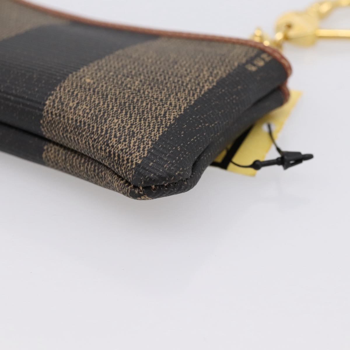 FENDI Zucca Canvas Coin Key Case Black Brown Auth am12652V