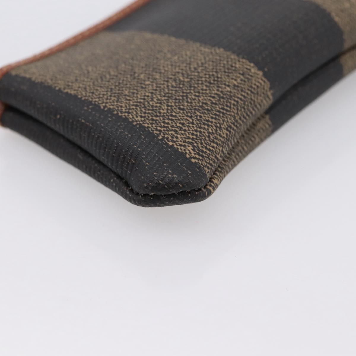 FENDI Zucca Canvas Coin Key Case Black Brown Auth am12652V